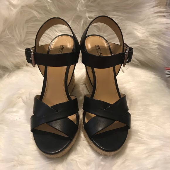 Michael Kors Kady Black Leather Wedge (Size 8.5) - Picture 2 of 8